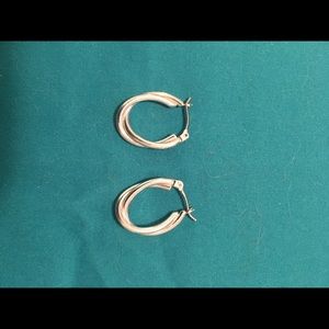 Silver tone small hoops